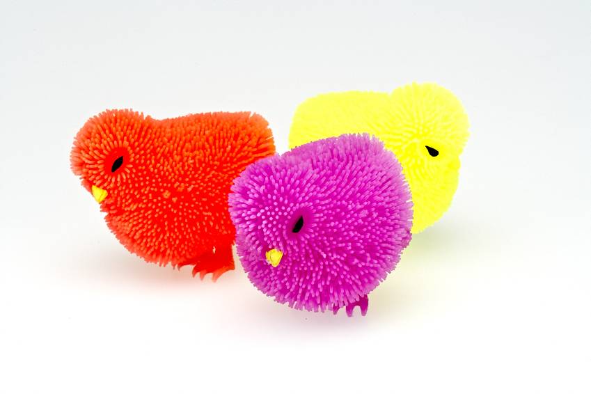 Rainbow Puffer Chicks - set A - Red, Yellow & Purple