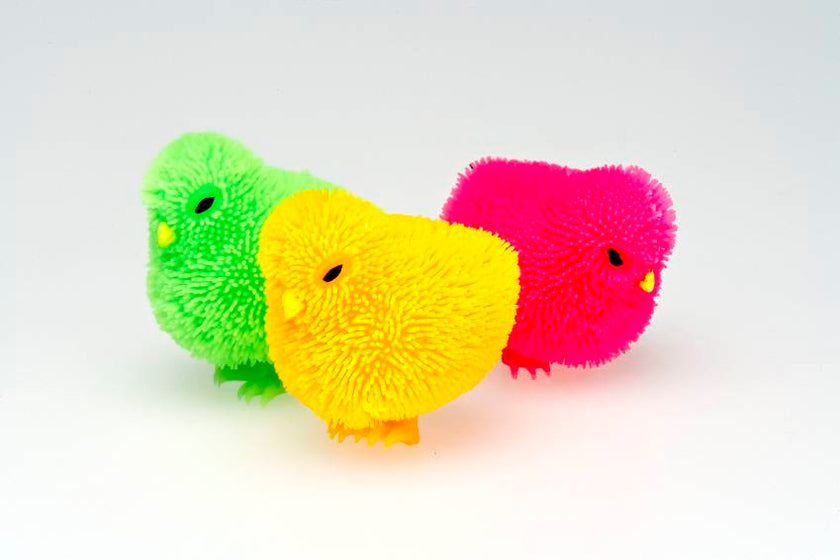 Rainbow Puffer Chicks, set B - green, orange & pink